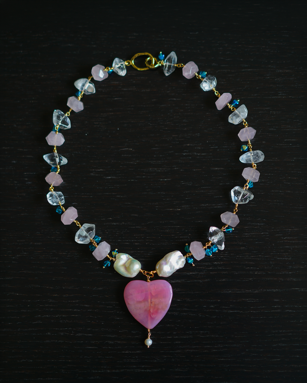 Soaring Heart — Quartz, Baroque Pearl & Agate Necklace