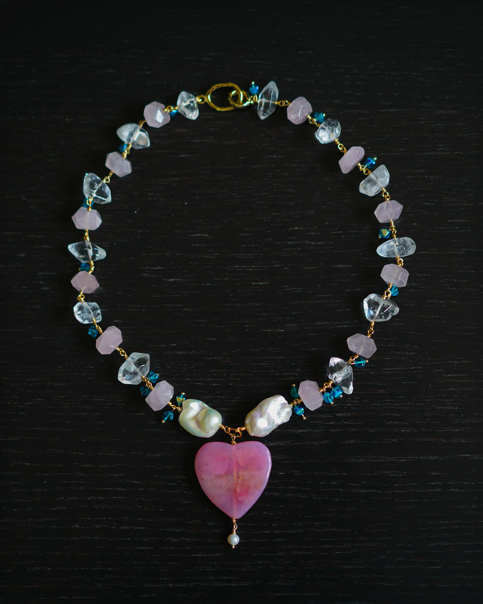 Soaring Heart — Quartz, Baroque Pearl & Agate Necklace
