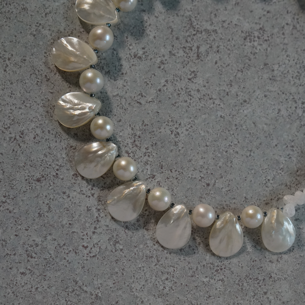 Soft Refraction — Edison Pearl & Shell Necklace