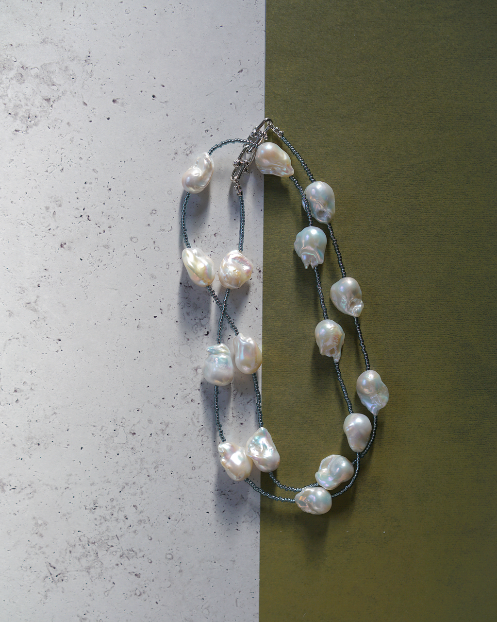 Soft Wave — Silver-blue Baroque Pearl 2-Way Necklace