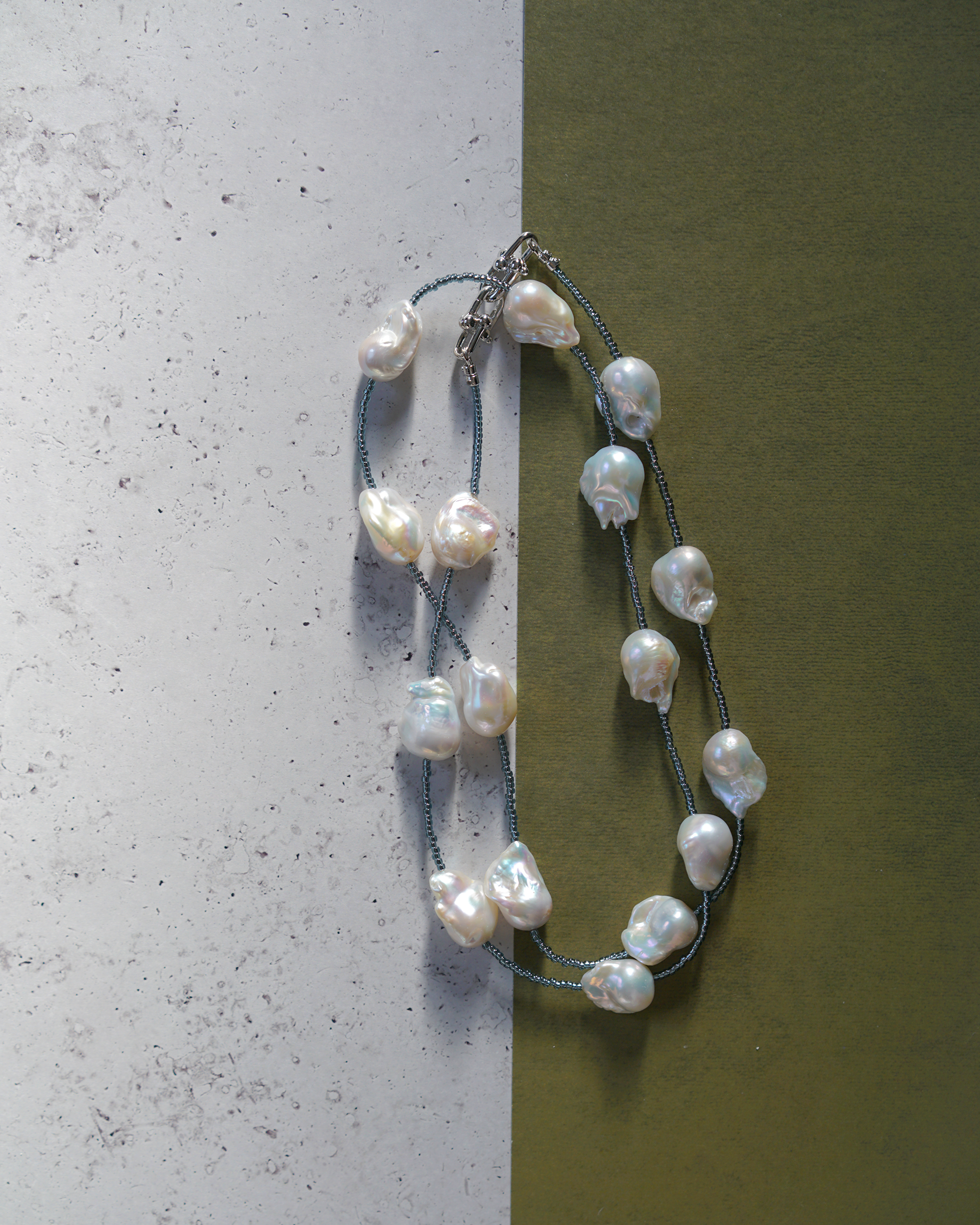 Soft Wave — Silver-blue Baroque Pearl 2-Way Necklace