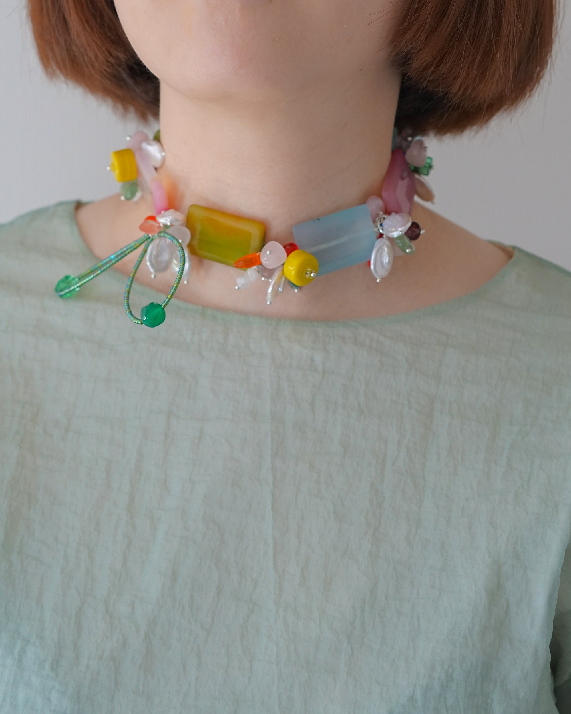 Sugar Weather Necklace | Agate, Baroque Pearl & Czech Glass Necklace | Lumefia