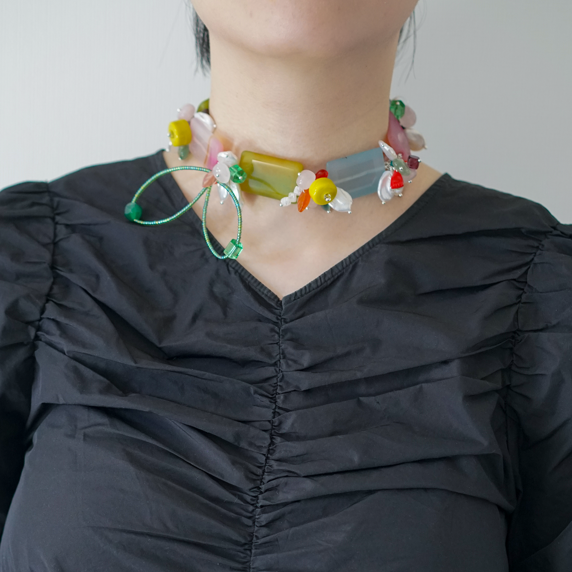 Sugar Weather Necklace | Agate, Baroque Pearl & Czech Glass Necklace | Lumefia