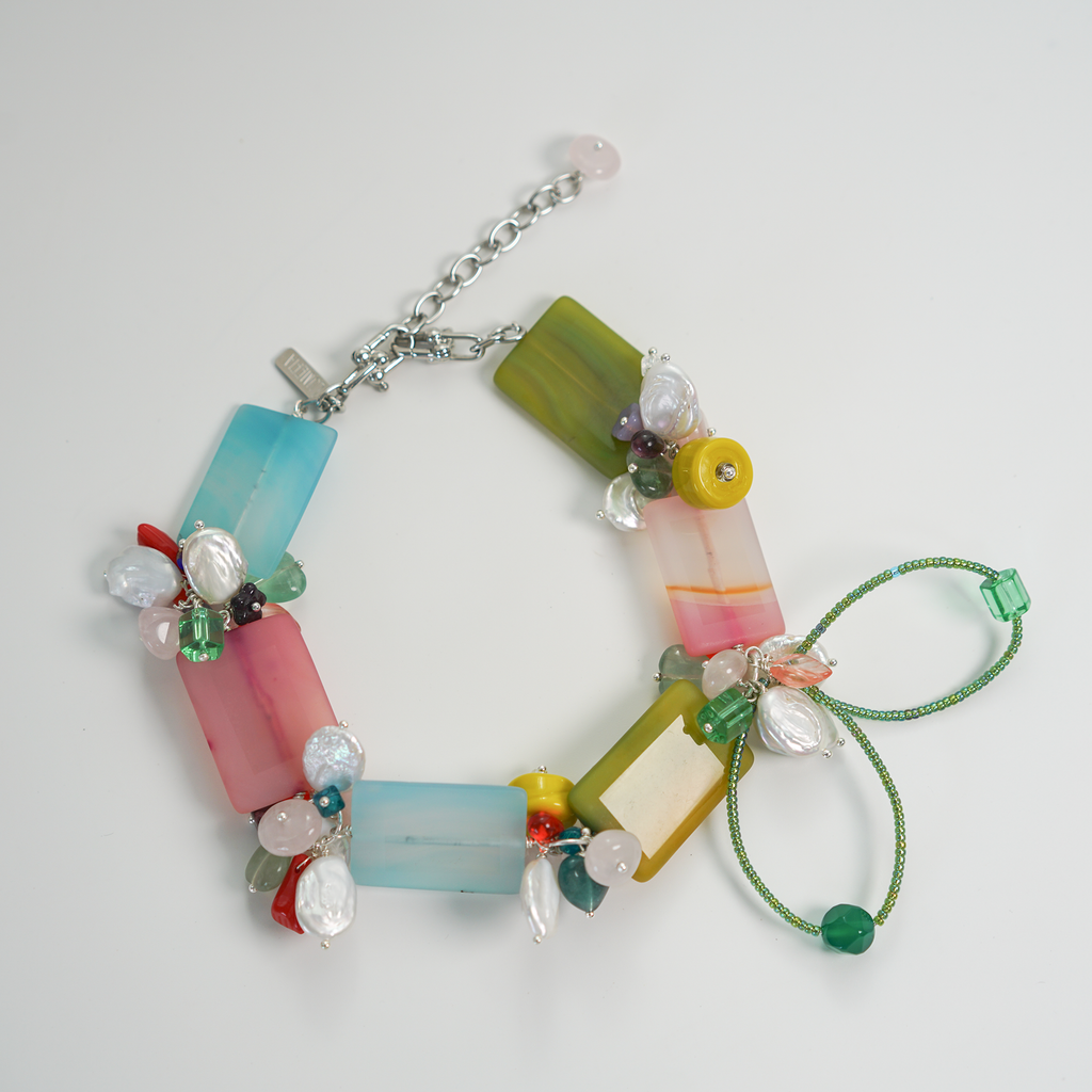 Sugar Weather Necklace | Agate, Baroque Pearl & Czech Glass Necklace | Lumefia