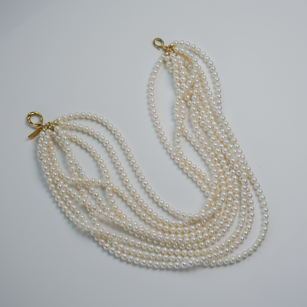 White Noise | Multi-Strand Freshwater Pearl Necklace | Lumefia
